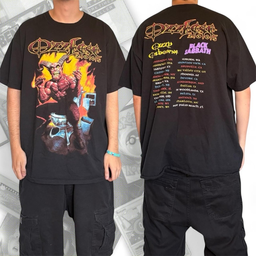 Vintage Y2K Ozzy Osbourne Ozz Fest 2005 Black Sabbath Graphic Band Tee Shirt